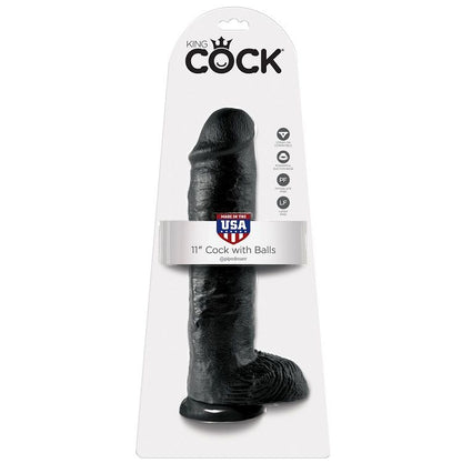 King Cock- Penis De 11" Negru Cu Bile 28 Cm