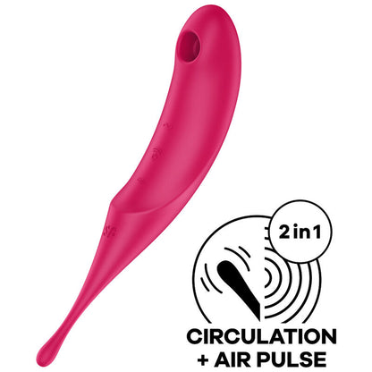 Satisfyer Air Pulse - Twirling Pro Air Pulse Stimulator, Hybrid Vibrator with Pressure Waves and Vibrations, Red