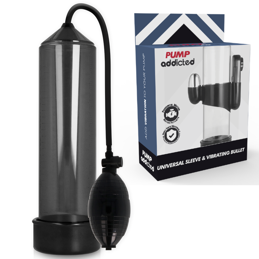 Pump Addicted - Addicted Pump with Vibration and Pleasure Sleeve Black RX3