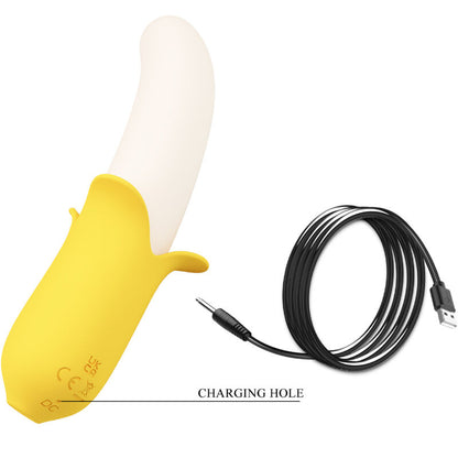 Pretty Love - Banana Geek Super Power 7 Vibration Settings and 3 Push Settings, Silicone, USB Rechargeable, Color: Yellow