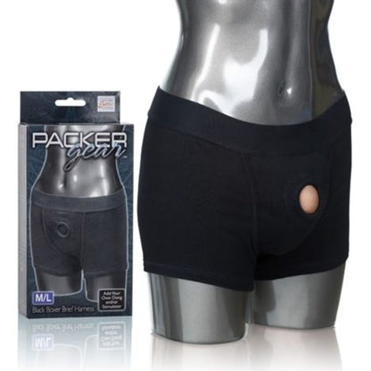 California Exotics - Packer Gear Boxer Short Elastic Harness with Clip Ring and Vibrator, Size M/L