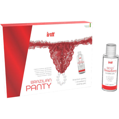 Intt Releases - Brazilian Red Panties With Pearls and Strawberry Lube Gel, 50ml