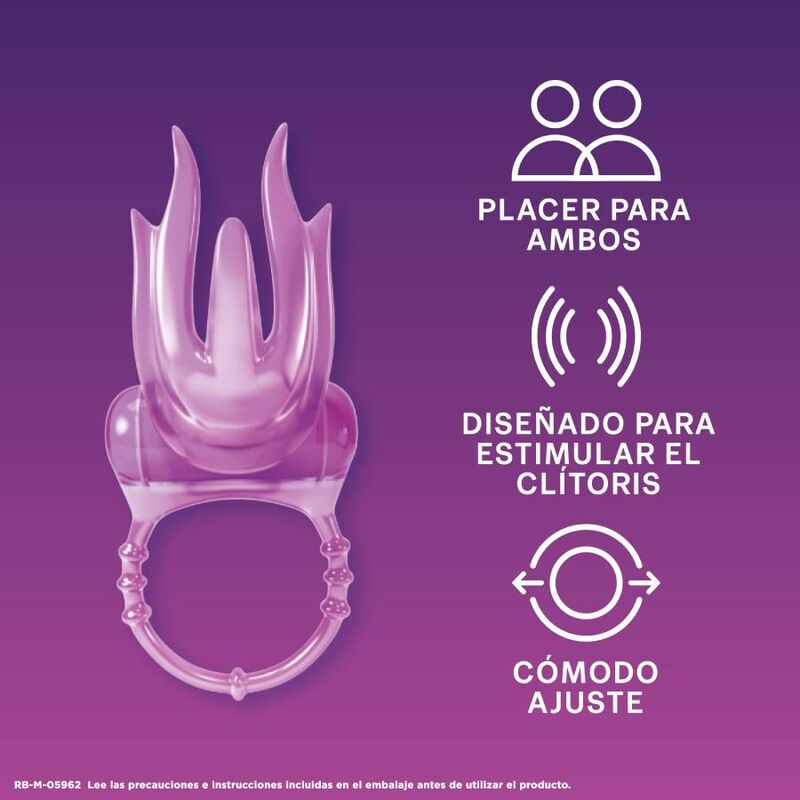 Durex Diablillo - Intense Vibrating Penis Ring, Made of Body Safe Materials, Punctate and Clitoral Stimulation, Powerful Motor, Whisper Quiet, Small and Discreet