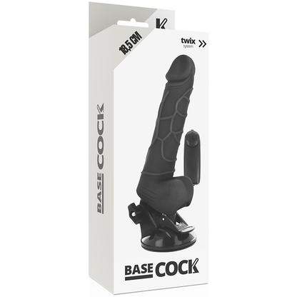 Basecock - Realistic Vibrator With Remote Control Black 18.5 cm