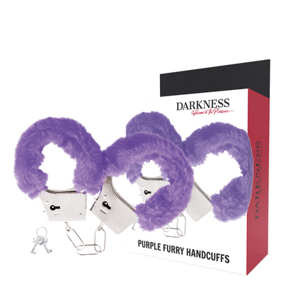 Darkness Bondage - Padded Metal Handcuffs with Chain and Lilac Keys