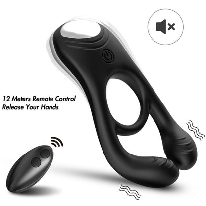 Armony For Him- Veyron Dublu Vibrator Inel Jucărie Pentru Cupluri Telecomandă Negru