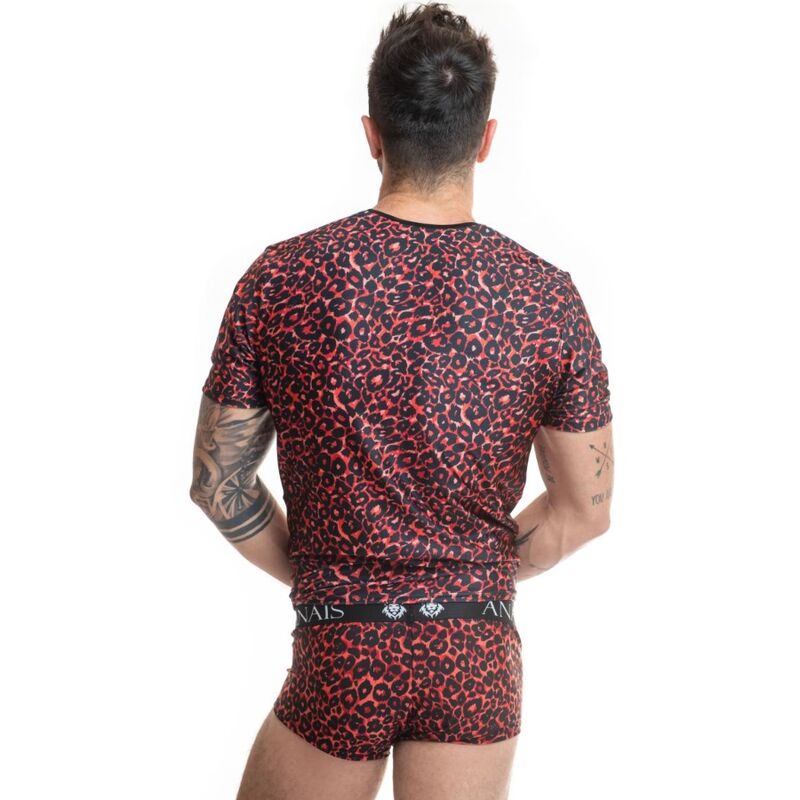 Anais Men - Red Microfiber Tribal T-Shirt - S