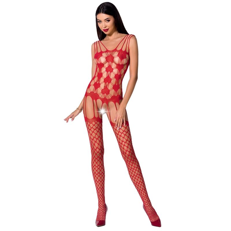 Passion Woman Bodystockings - Red Bodystocking Model BS067, Sexy Lace and See-through, One Size