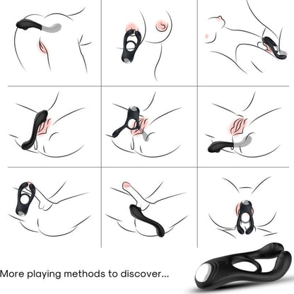 Armony For Him- Veyron Dublu Vibrator Inel Jucărie Pentru Cupluri Negru