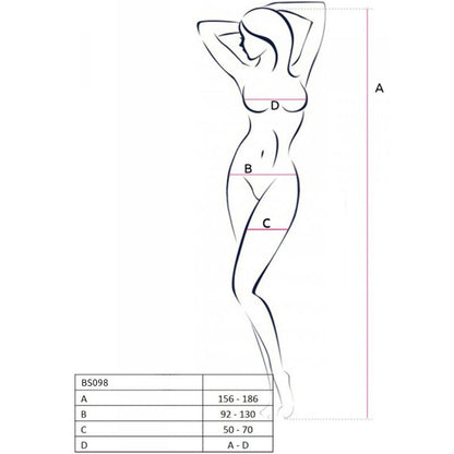 Passion Woman Bodystockings - Bs098 White Bodystocking with Sensual Design, One Size