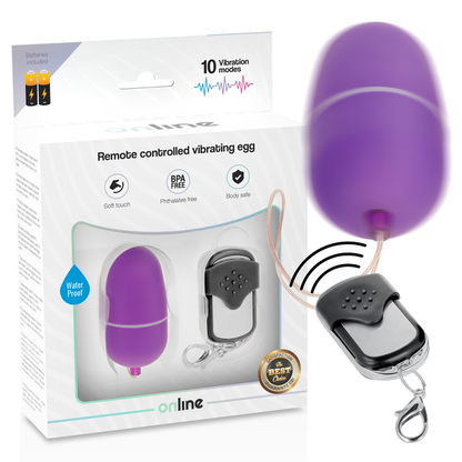 Online - Egg Vibrator With Remote Control M Lilac, Waterproof and Body Safe Materials