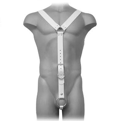 Leather Body - Leather Body Harness for Men White (Adjustable S-XL)