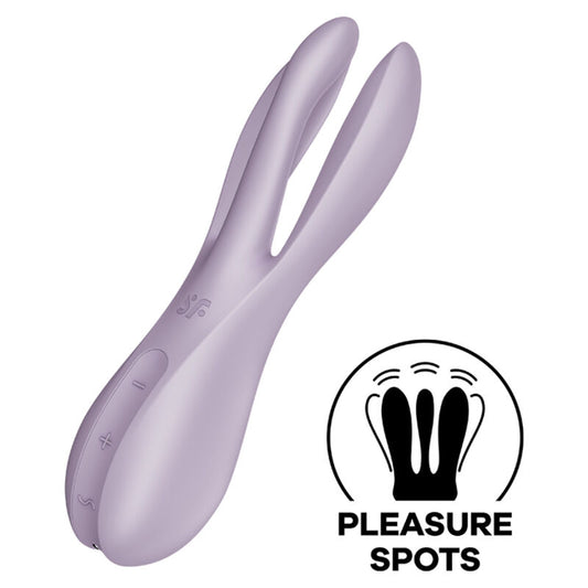 Satisfyer Vibrator Threesome 2 Purple - Clitoral Stimulation, 12 Vibration Programs, 3 Powerful Motors, Water Resistant, Soft Silicone, 15 Year Warranty