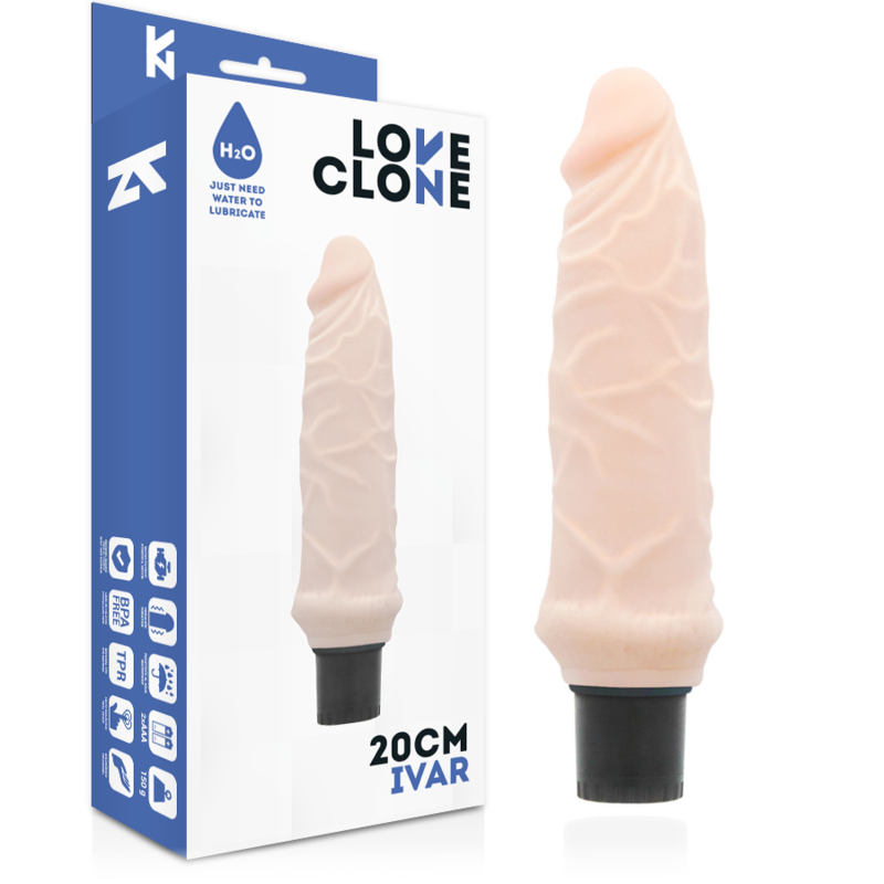 Loveclone - Realistic Self-Lubricating Vibrator, Soft and Waterproof, 20 x 4 cm