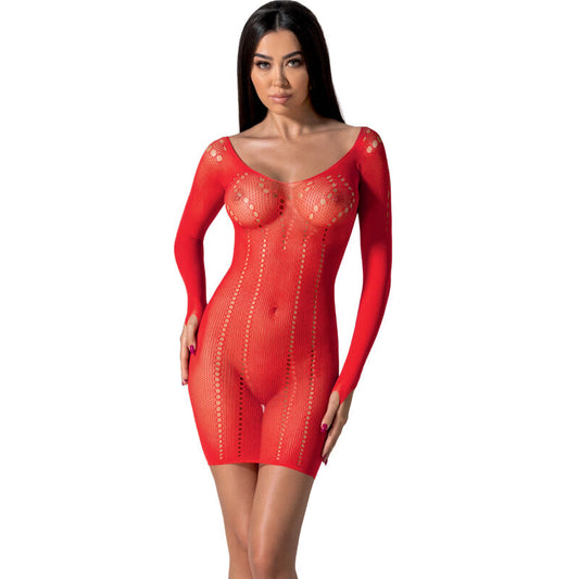 Passion Woman Bodystockings - Red Bodystocking With Sensual Pattern, One Size