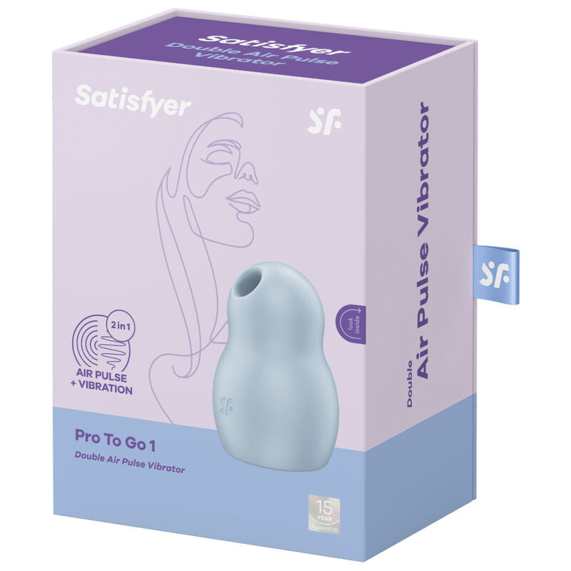 Satisfyer Air Pulse - Pro To Go 1 Hybrid Pressure Wave Stimulator and Vibrator, Blue