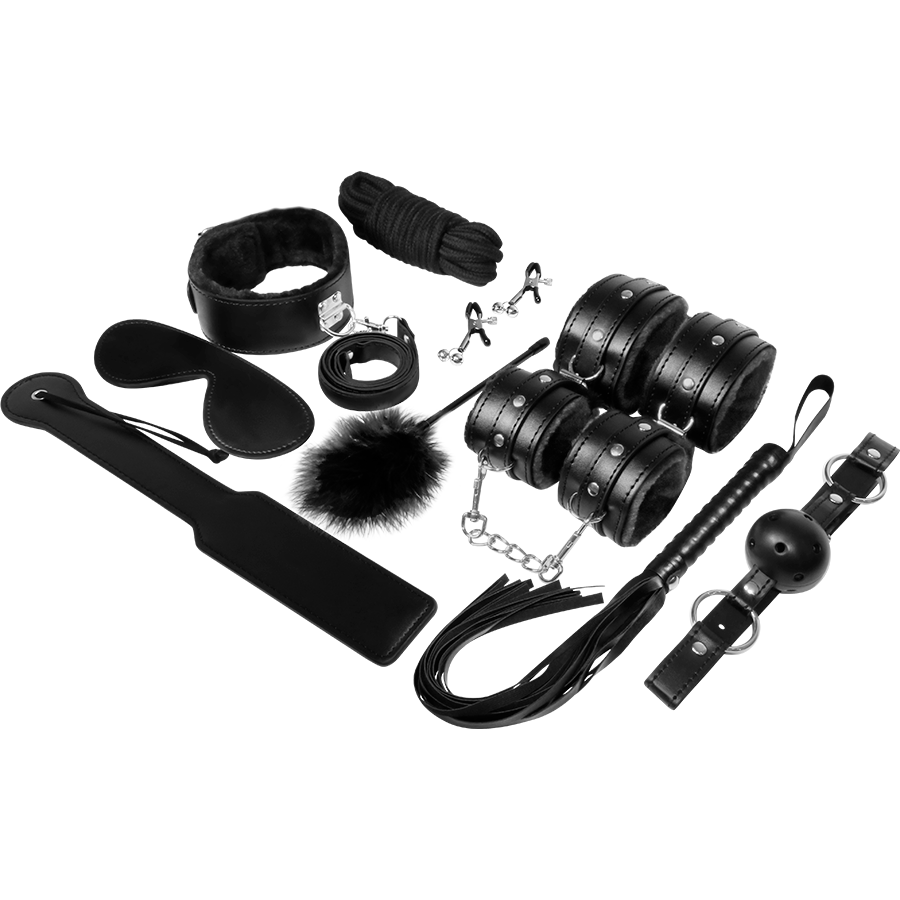 Experience - BDSM Fetish Kit Black Series, 11 Pieces of Synthetic Leather