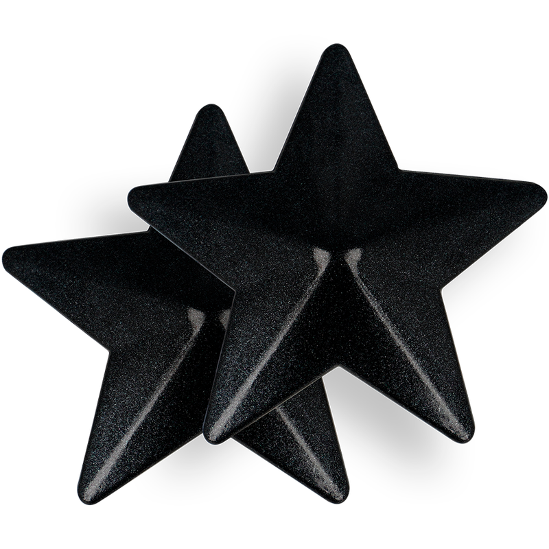 Coquette Accessories - Nipple Covers With Black Stars, Reusable, Metal Material