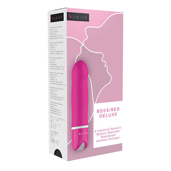 B Swish - Bdesired Deluxe Vibrator Pink, Waterproof Silicone, 6 Functions, 12.7 cm