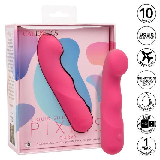 California Exotics Liquid Silicone Pixies Curvy Pink - Intimate Massager with 10 Speeds