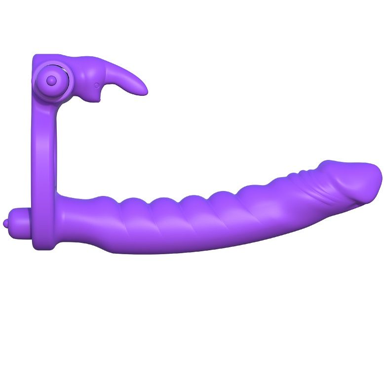 Fantasy C-Ringz - Silicone Double Vibrator Rabbit with Double Penetration