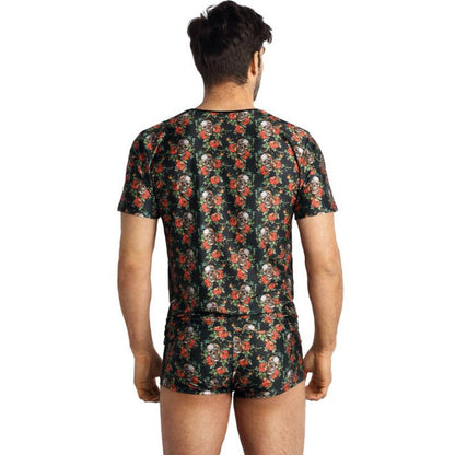 Anais Men - Power T-Shirt XL with Roses and Skulls Print, Classic Underwear