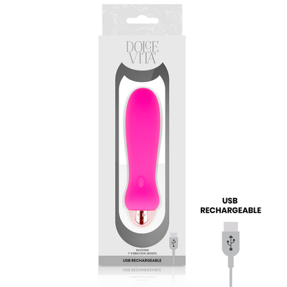 Dolce Vita - Five Pink Rechargeable Vibrator with 10 Vibration Modes, Soft Silicone, 12.4 cm Length