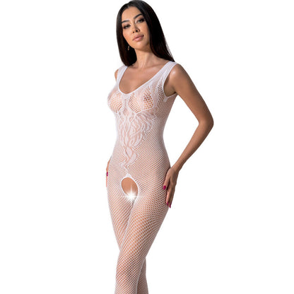 Passion Woman Bodystockings - Bs098 White Bodystocking with Sensual Design, One Size