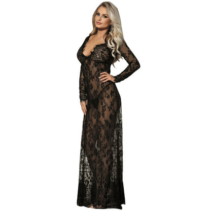 Subblime Dresses - Black Floral Lace Long Sleeve Dress Size S/M