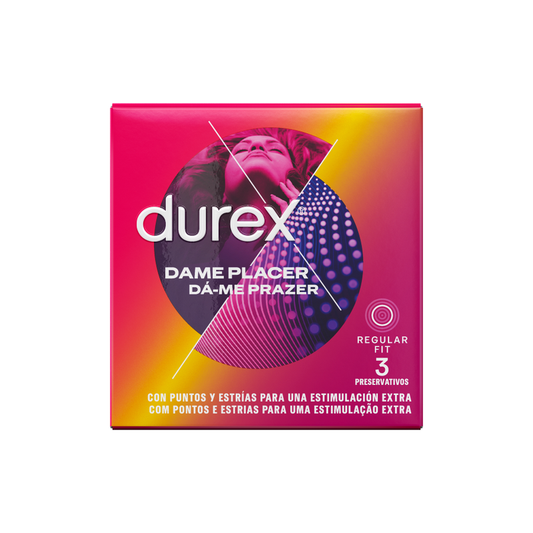 Durex Condoms - Ladies' Condoms Placer 3 Units, Spots and Stretch Marks, Easy-On Anatomical Shape