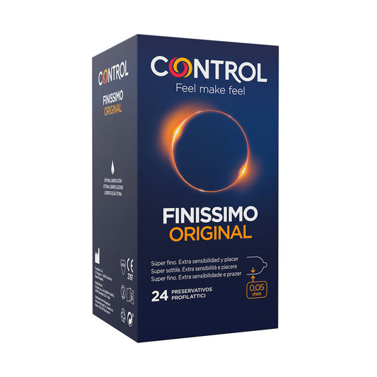 Control Condoms - Finissimo Condoms, 24 Pieces, Natural Latex, Super-Thin, Ergonomic, Dermatologically Tested, Nominal Width 54 mm