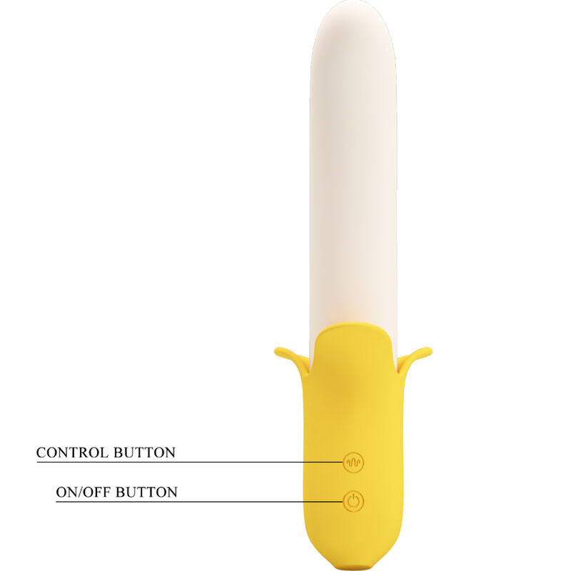 Pretty Love - Banana Geek Super Power 7 Vibration Settings and 3 Push Settings, Silicone, USB Rechargeable, Color: Yellow