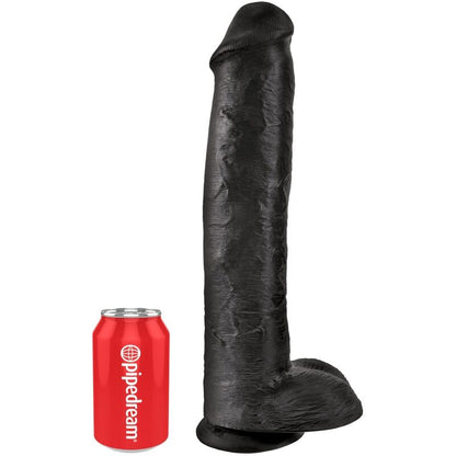 King Cock-  Penis Realist Cu Bile 34,2 Cm Negru