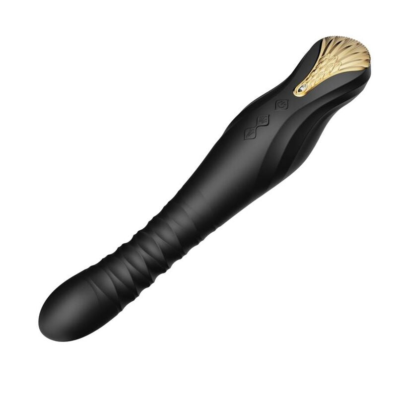 Zalo - King Thruster Black, PowerThrust Technology, App Remote Control, Food Grade Silicone, Rechargeable and Waterproof Vibrator