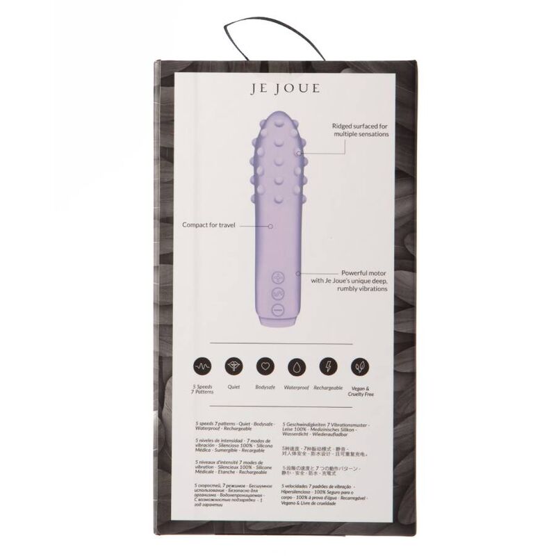 Je Joue - Duet Bullet Lilac, Compact Vibrator with Multiple Surfaces, 5 Speeds and 7 Patterns, Waterproof, USB Rechargeable, Dimensions: 115mm x 28.5mm x 28.5mm