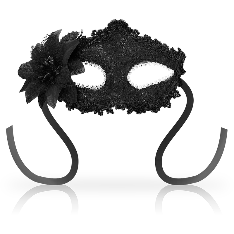 Ohmama Masks - Venetian Style Anti Haze Masks With Side Flower, Black