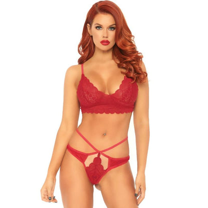 Leg Avenue Sets- 2 Piese Set De Dantelă Bralette Și Tanga M/L