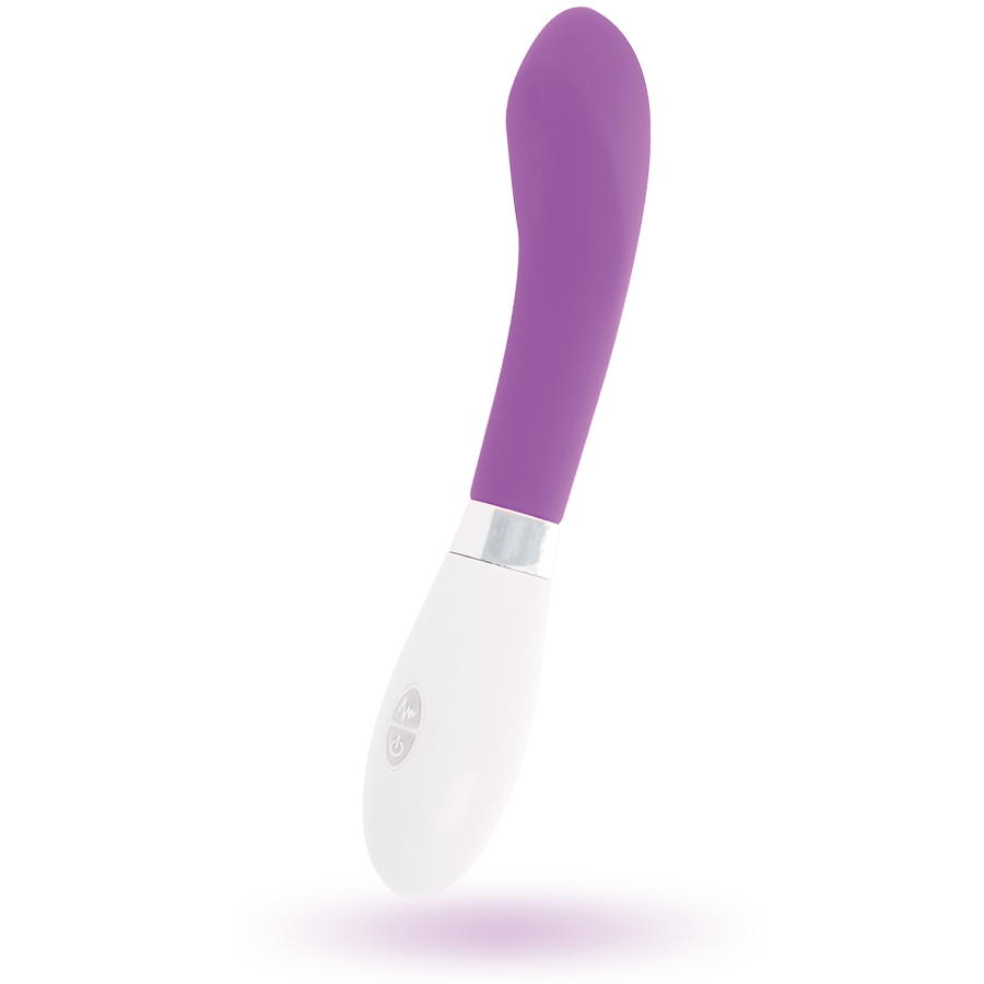 Glossy - John Violet Vibrator, Curved Vibrator with 10 Functions, Total Length 12cm, Silicone Material, Works with 2 AAA Batteries