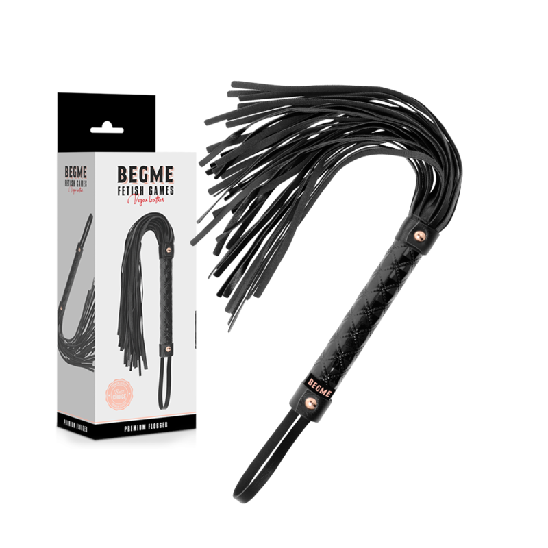 Begme Black Edition - Quality Vegan Leather Whip, Ideal for BDSM Games