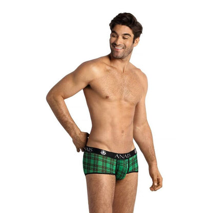 Anais Men's Boxer &amp; Brief - Magic Brief L, Sexy Checkered Soft Lycra Underpants, Green &amp; Black