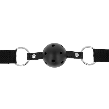 Ohmama Fetish Black Breathable Ball Gag - BDSM Toy With Adjustable Black Fabric Straps