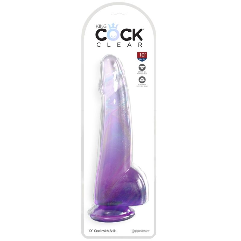 King Cock- Dildo Transparent Cu Testicule 19 Cm Violet