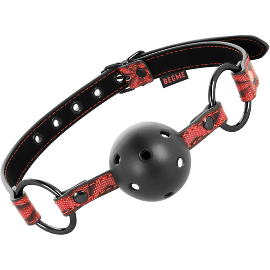 Begme Red Edition - Breathable Vegan Leather BDSM Gag With Nickel Free Metal