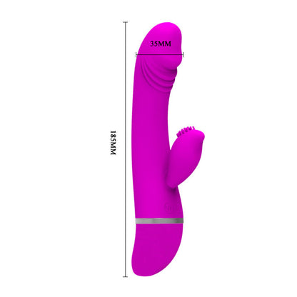 Pretty Love Flirtation - David Rabbit Vibrator, 30 Vibration Modes, High Quality Silicone, 18.5cm x 3.5cm, Purple