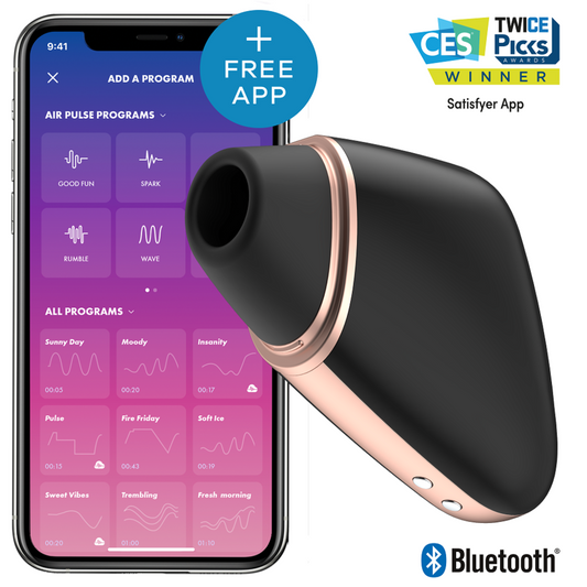 Satisfyer Connect - Love Triangle Air Pulse Stimulator App Control Vibrator, Medical Silicone, Rechargeable, Waterproof, Black