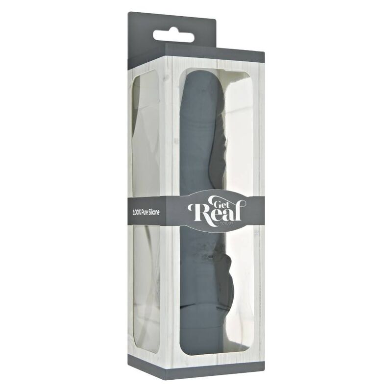 Get Real - Classic Stim Vibrator Black, 8 Inch, Silicone, 7 Speed ​​Modes, Waterproof, Clitoris Stimulator