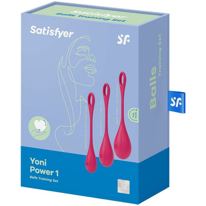 Satisfyer Balls - Ben Wa Yoni Power 1 Ball Training Set, Medical Silicone, 22g - 74g, Red