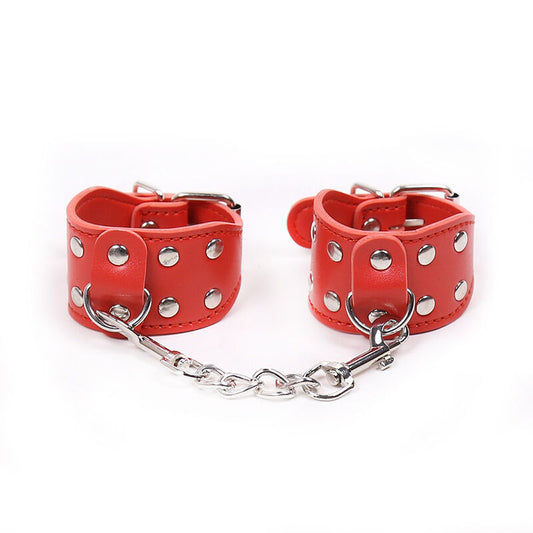 Ohmama Fetish - Adjustable Handcuffs With Metal Chain, Color Red, Materials 80% Metal / 20% Iron, One Size