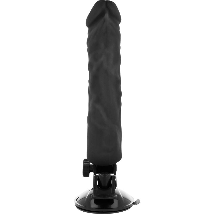 Basecock - Realistic Black Vibrator with Remote Control, 21 cm