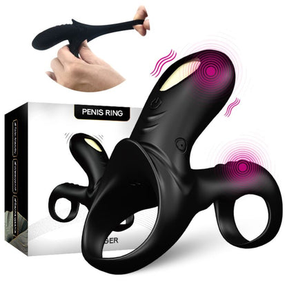 Armony For Him- Ranger Inel Vibrator Dublu Pentru Cupluri Negru